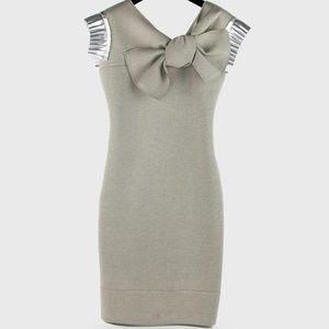 Marie Saint Pierre Pleated Shoulder Sheath Dress